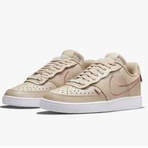 🌻NEW IN BOX🆕NIKE WOMENS COURT VISION LOW PREMIUM-PEARL WHITE/METALLIC RED BRONZE